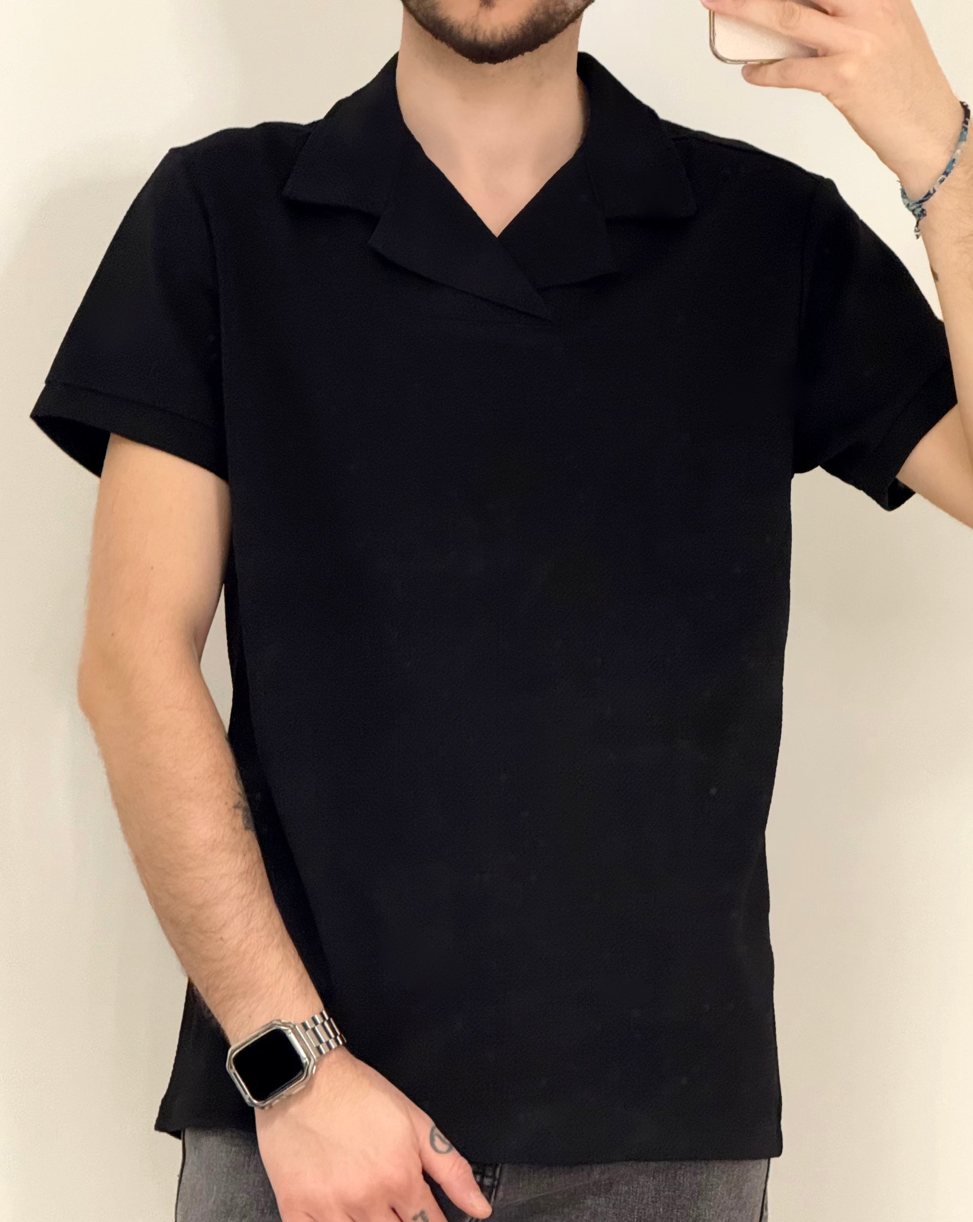 Polo manches courtes uni texturé