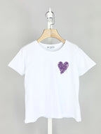 T shirt coeur a sequins